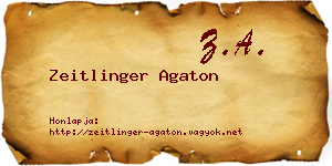 Zeitlinger Agaton névjegykártya